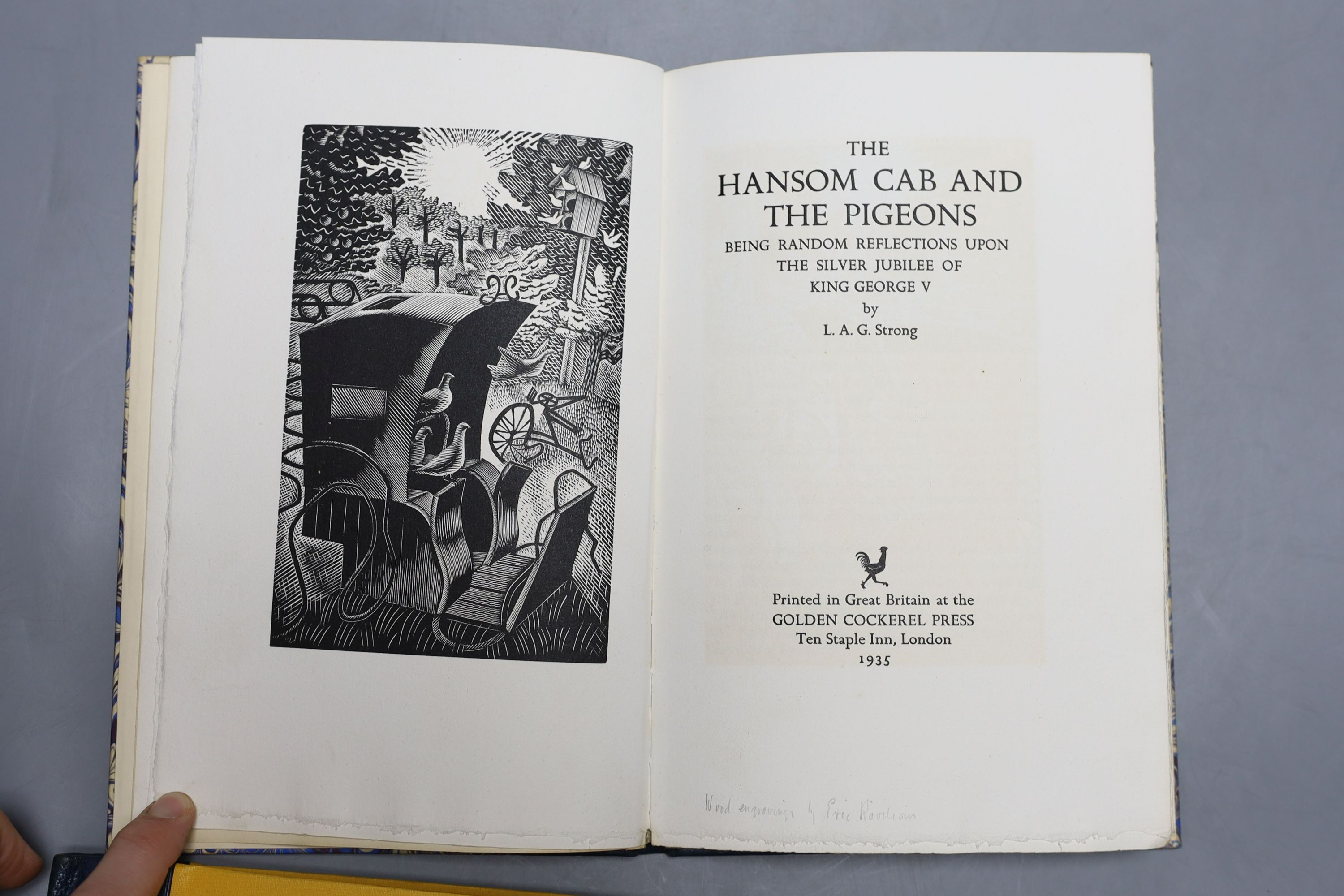 Golden Cockerel Press - Glue and Lacquer, one of 350, illustrated with 5 copper engravings of drawings Eric Gill, executed by his son-in-law-law Denis Tegetmeier, 4to, original yellow boards with blue morocco spine, Walt